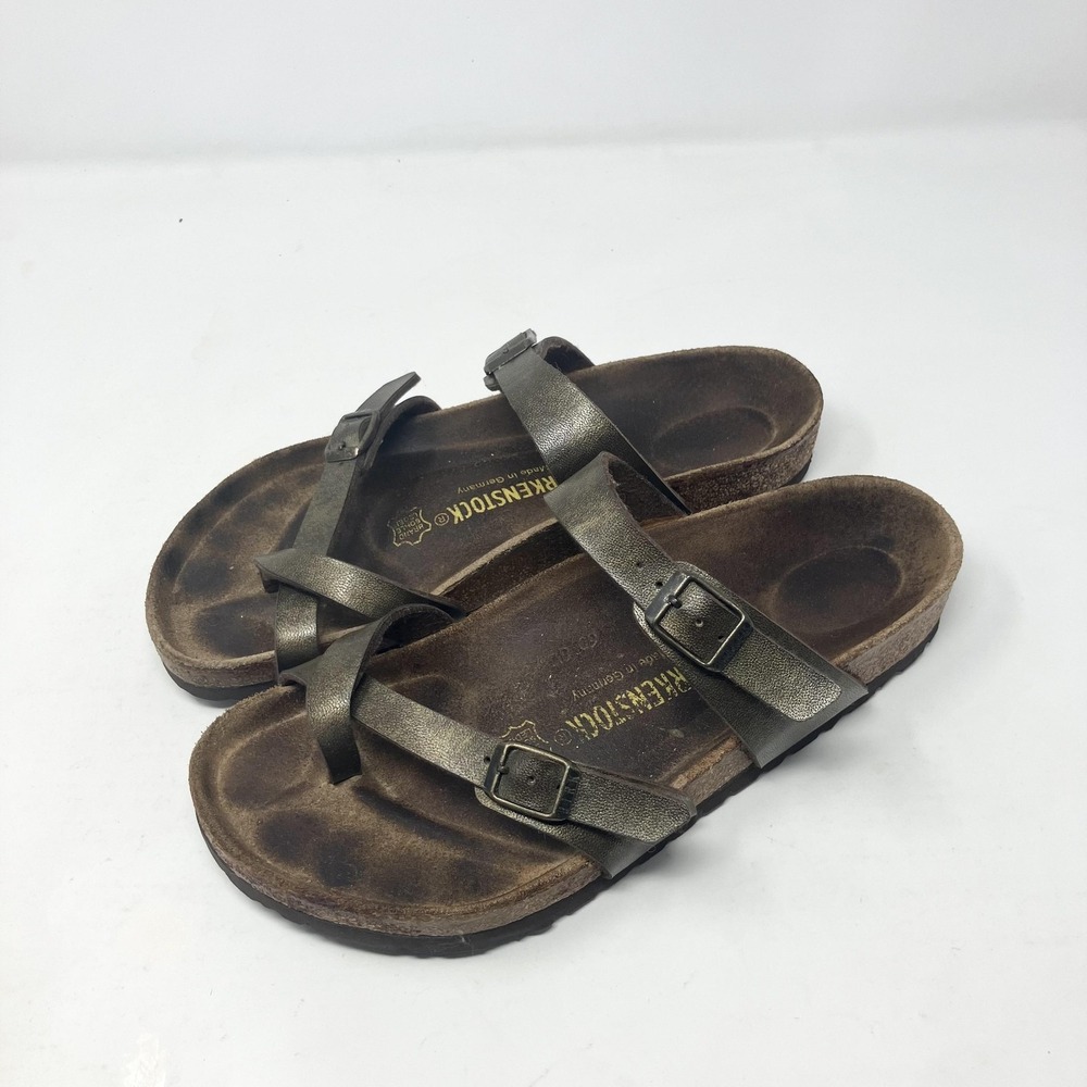 Birkenstock Sandals Womens Size 8 39 Brown Mayari Strappy Cork Footbed Comfort